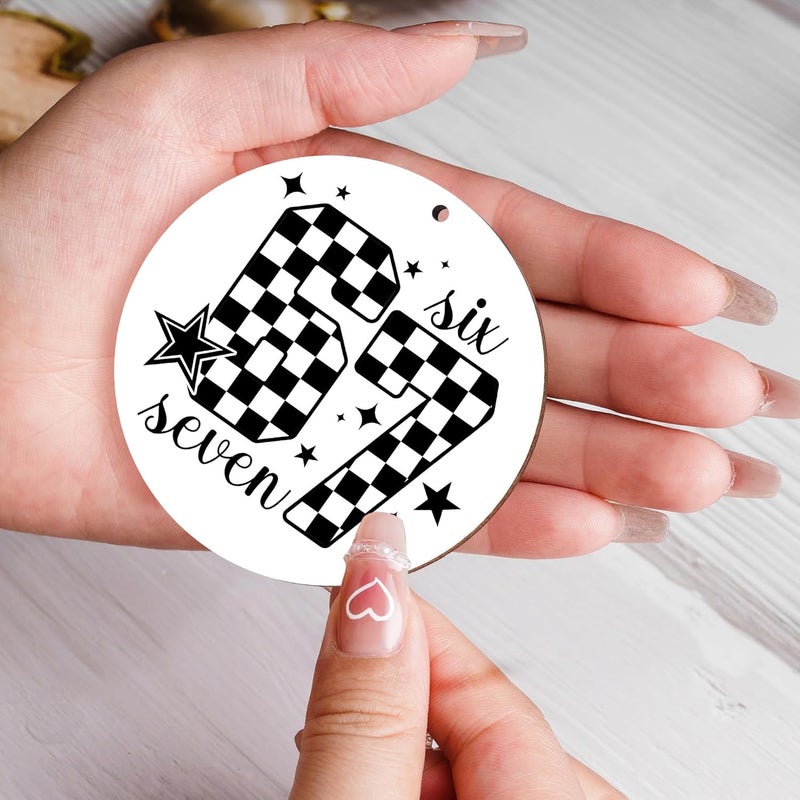 Hyperlama Custom Santa Says Six Seven Christmas Ornament 2025, Funny Personalized 67 Meme Ornament, Funny Christmas Ornaments 2025, Santa Ornaments for Christmas Tree, Gag Gifts for Teens (Checkered 67) - Image 2